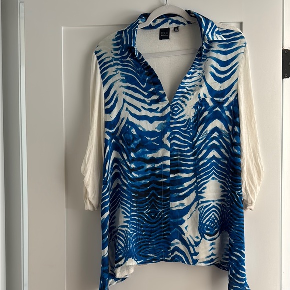 Saks Fifth Avenue Black Label Tops - Saks Fifth Avenue BLUE. Asymmetrical V Neck shirt .
